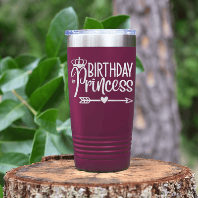 Maroon Birthday Tumbler With Birthday Princess Arrow Design