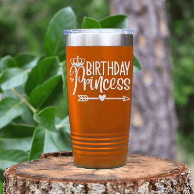 Orange Birthday Tumbler With Birthday Princess Arrow Design