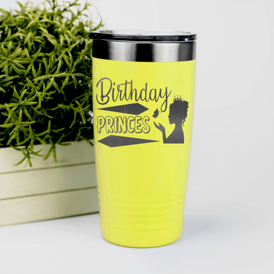 Yellow Birthday Tumbler With Birthday Princess Design Design