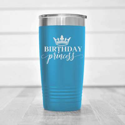 Light Blue Birthday Tumbler With Birthday Princess Design