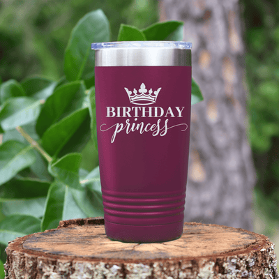 Maroon Birthday Tumbler With Birthday Princess Design
