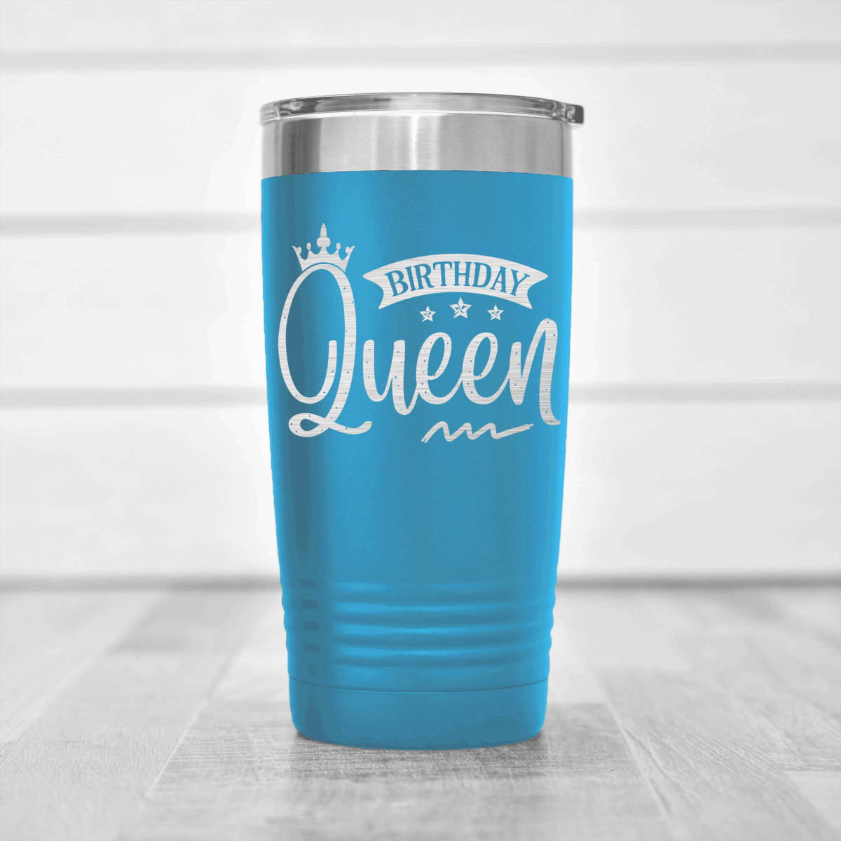 Light Blue Birthday Tumbler With Birthday Queen Design