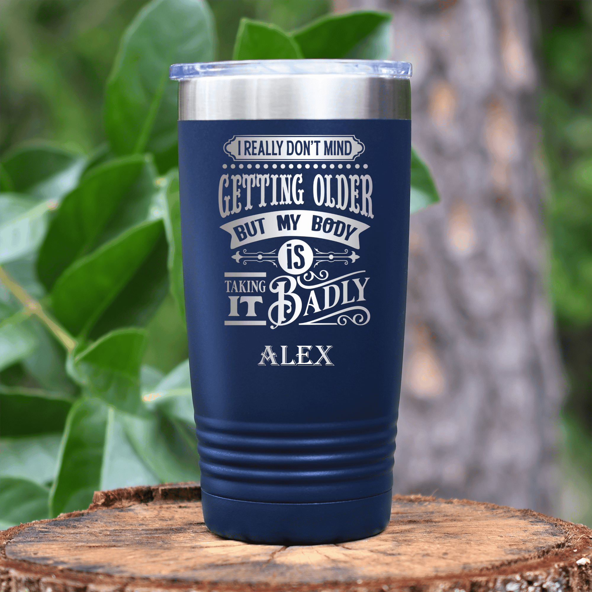 Navy Funny Old Man Tumbler With Body Doesnt Agree Design