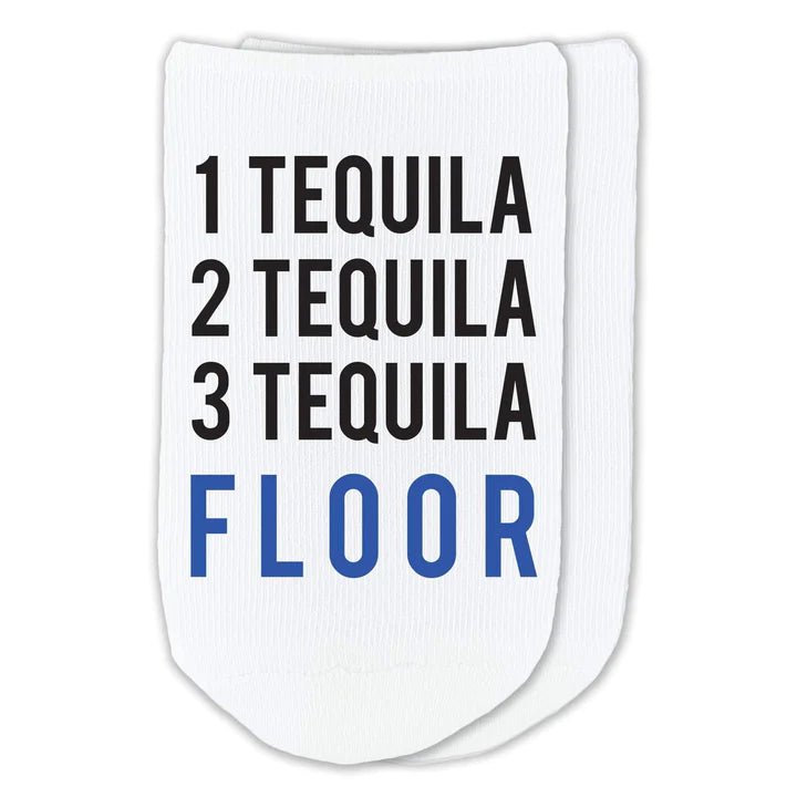 Unique Personalized One Tequila Two Tequila Three Tequila Floor Customized Socks Gifts for Men by Groovy Guy