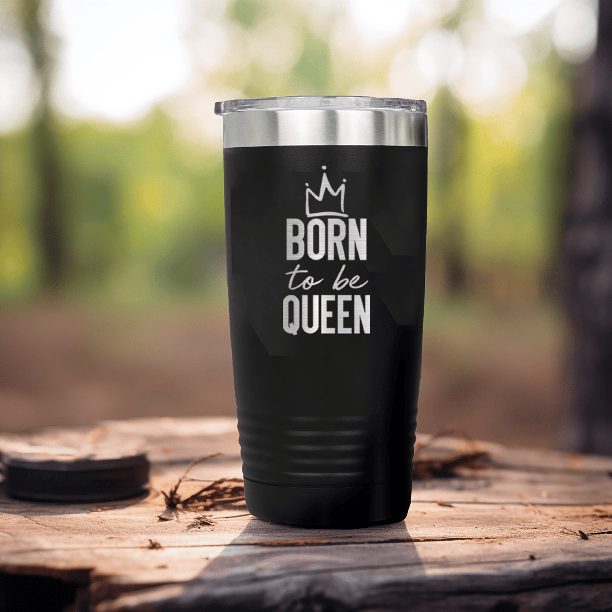 Black Birthday Tumbler With Born To Be Queen Design