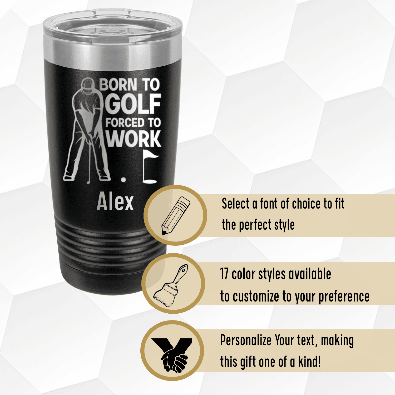 Unique Personalized Born To Golf Tumbler Customized Golf Tumblers Gifts for Men by Groovy Guy