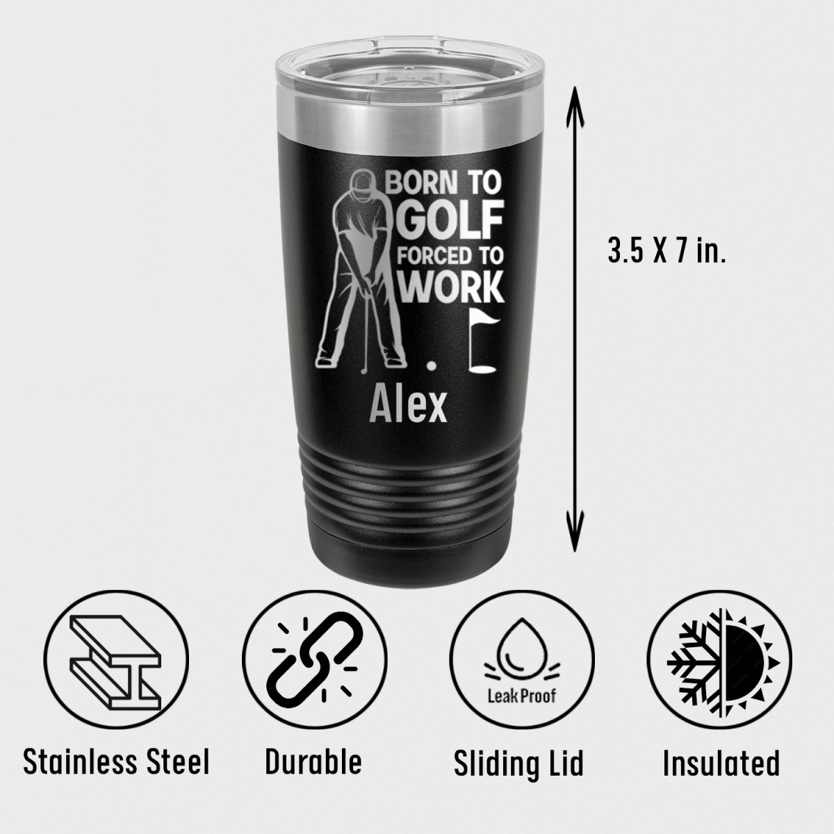 Unique Personalized Born To Golf Tumbler Customized Golf Tumblers Gifts for Men by Groovy Guy