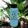Light Blue Soccer Water Bottle With Boundless Love For The Soccer Field Design