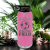 Pink Soccer Water Bottle With Boundless Love For The Soccer Field Design