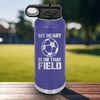 Purple Soccer Water Bottle With Boundless Love For The Soccer Field Design