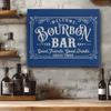 Blue Leather Wall Decor With Bourbon Bar Design