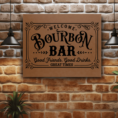 Brown Leather Wall Decor With Bourbon Bar Design