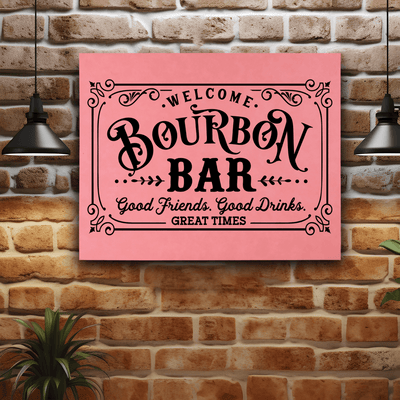 Pink Leather Wall Decor With Bourbon Bar Design