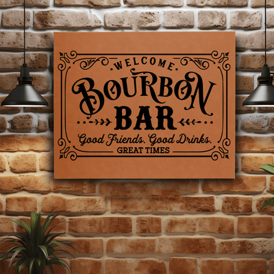 Rawhide Leather Wall Decor With Bourbon Bar Design