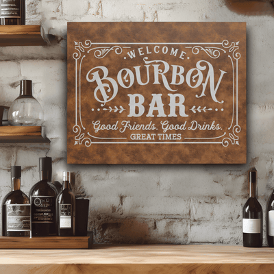 Rustic Silver Leather Wall Decor With Bourbon Bar Design