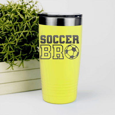Yellow soccer tumbler Brothers Soccer Vibes