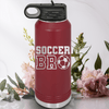 Maroon Soccer Water Bottle With Brothers Soccer Vibes Design