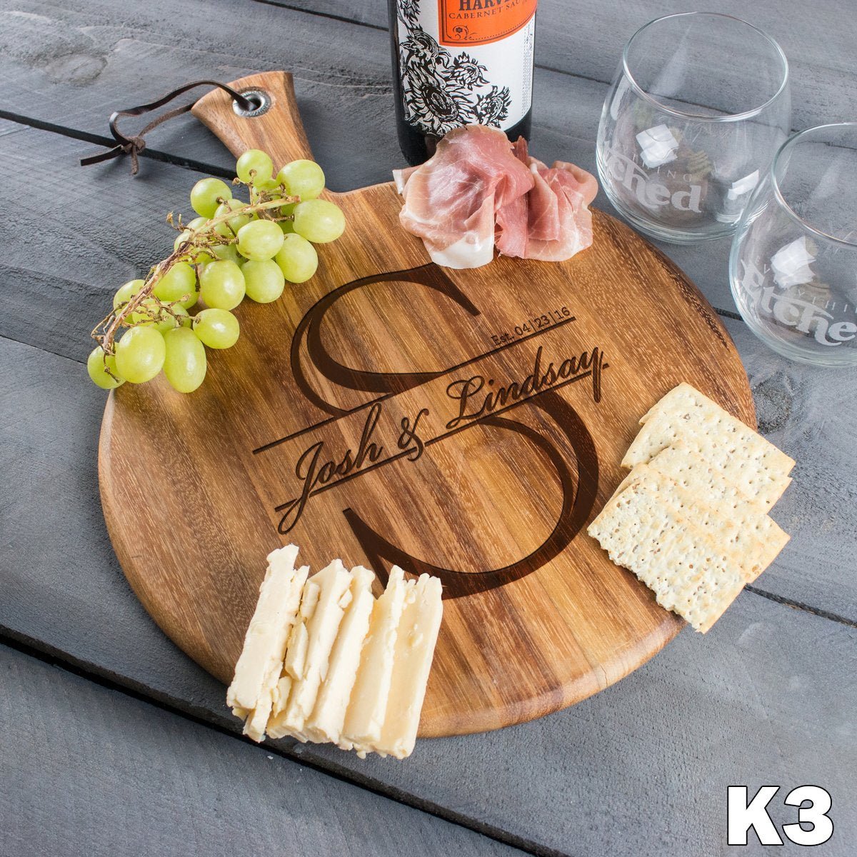 Unique Personalized Charcuterie Master Board - Design: K3 Customized Cutting Board Gifts for Men by Groovy Guy