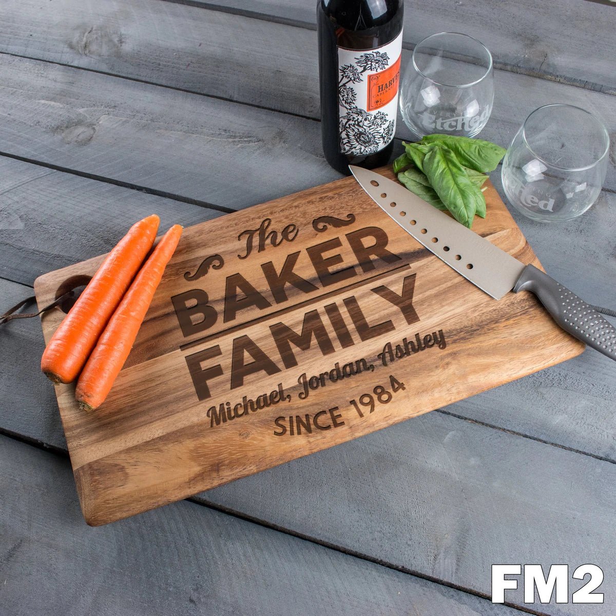 Unique Personalized Large Family Cutting Board - Design: FM2 Customized Cutting Board Gifts for Men by Groovy Guy