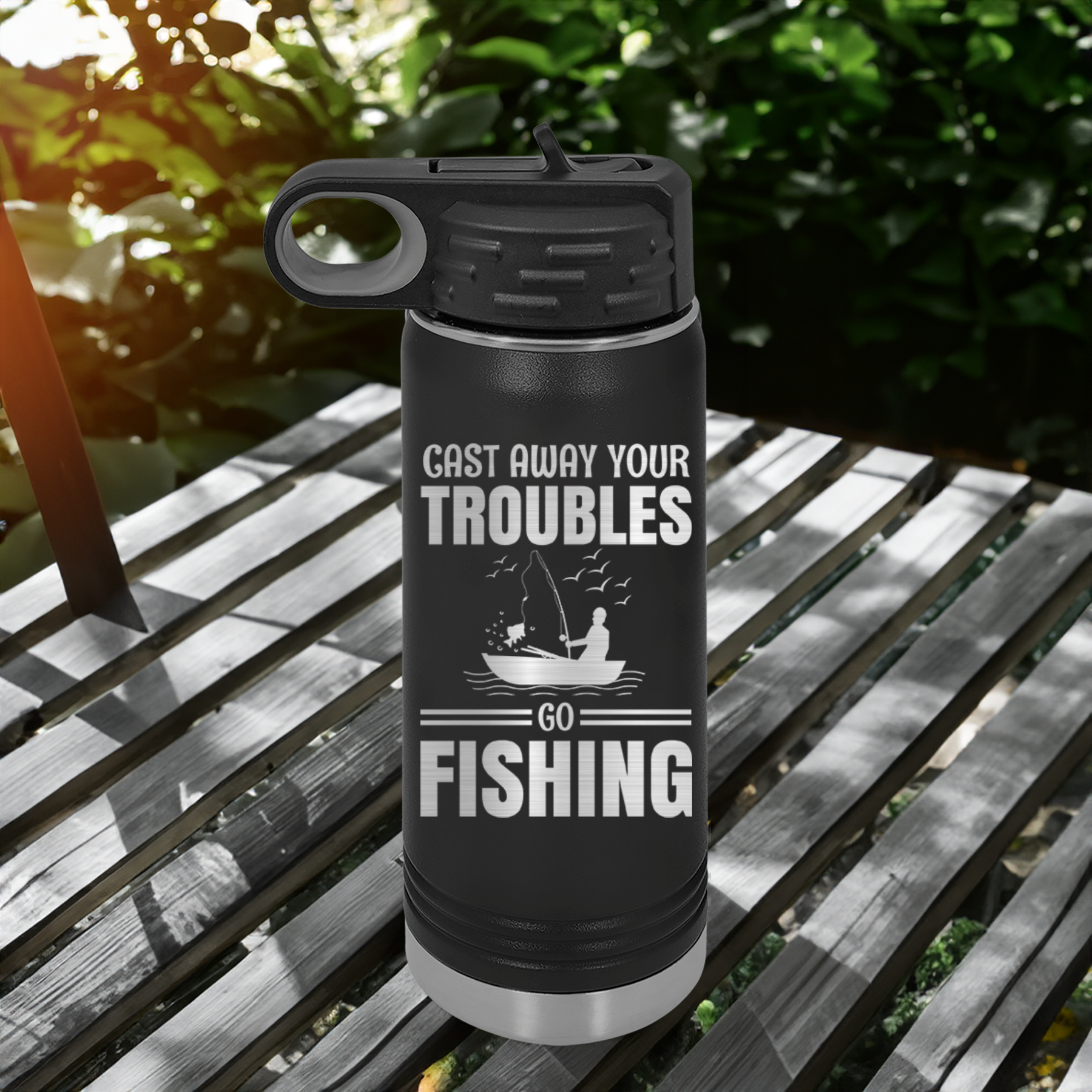 Cast Away Your Troubles Water Bottle