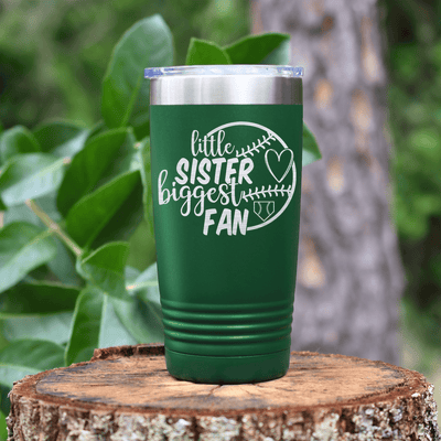 Green baseball tumbler Cheering From The Sidelines Sister