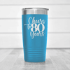 Light Blue Birthday Tumbler With Cheers To Eighty Years Design