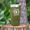Military Green Birthday Tumbler With Cheers To Eighty Years Design
