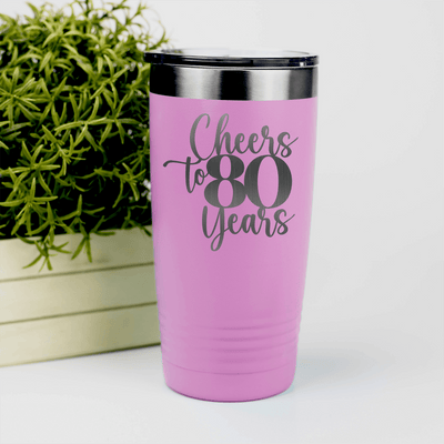 Pink Birthday Tumbler With Cheers To Eighty Years Design