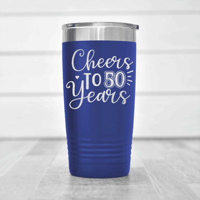 Blue Birthday Tumbler With Cheers To Fifty Design