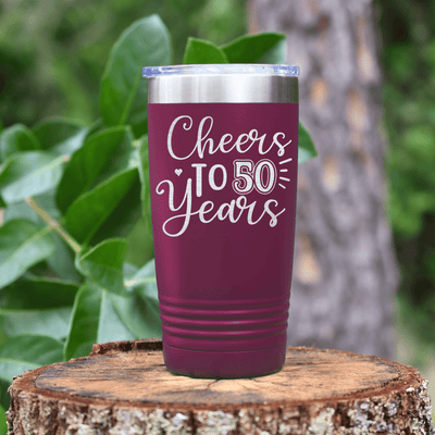Maroon Birthday Tumbler With Cheers To Fifty Design