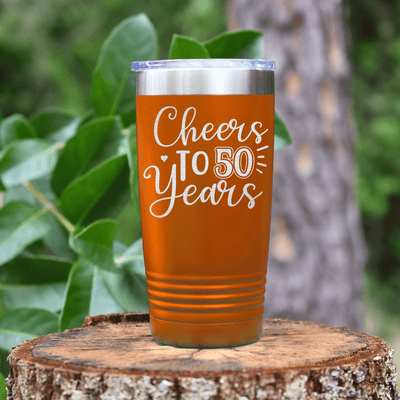 Orange Birthday Tumbler With Cheers To Fifty Design