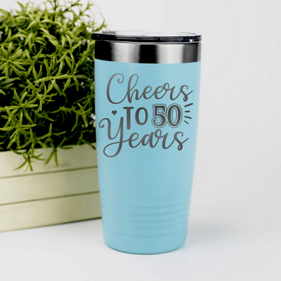 Teal Birthday Tumbler With Cheers To Fifty Design