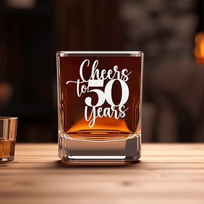 Cheers To Fifty Years Square Shotglass
