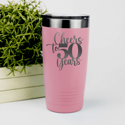 Salmon Birthday Tumbler With Cheers To Fifty Years Design