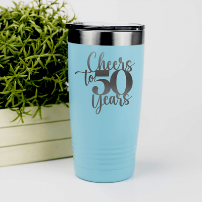Teal Birthday Tumbler With Cheers To Fifty Years Design