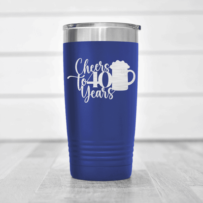 Blue Birthday Tumbler With Cheers To Fourty Beer Design