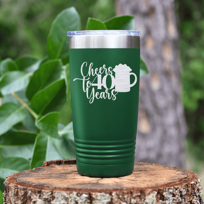 Green Birthday Tumbler With Cheers To Fourty Beer Design