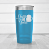 Light Blue Birthday Tumbler With Cheers To Fourty Beer Design