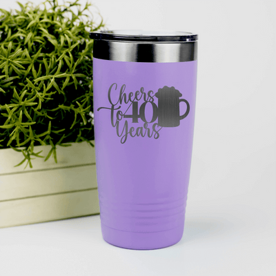 Light Purple Birthday Tumbler With Cheers To Fourty Beer Design