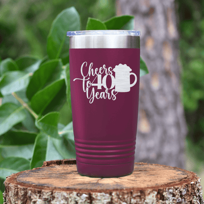 Maroon Birthday Tumbler With Cheers To Fourty Beer Design