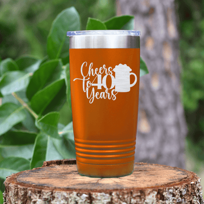 Orange Birthday Tumbler With Cheers To Fourty Beer Design
