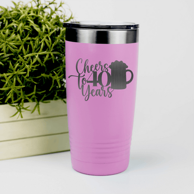 Pink Birthday Tumbler With Cheers To Fourty Beer Design