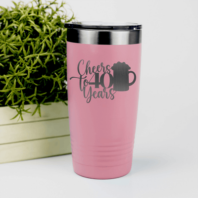 Salmon Birthday Tumbler With Cheers To Fourty Beer Design