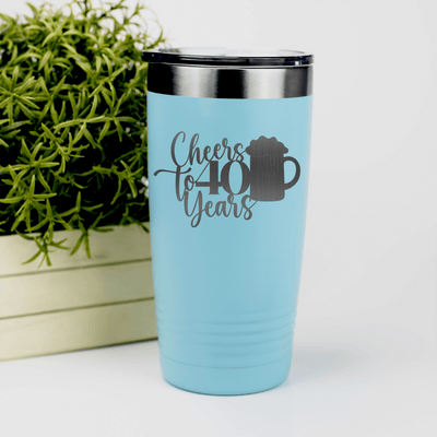 Teal Birthday Tumbler With Cheers To Fourty Beer Design