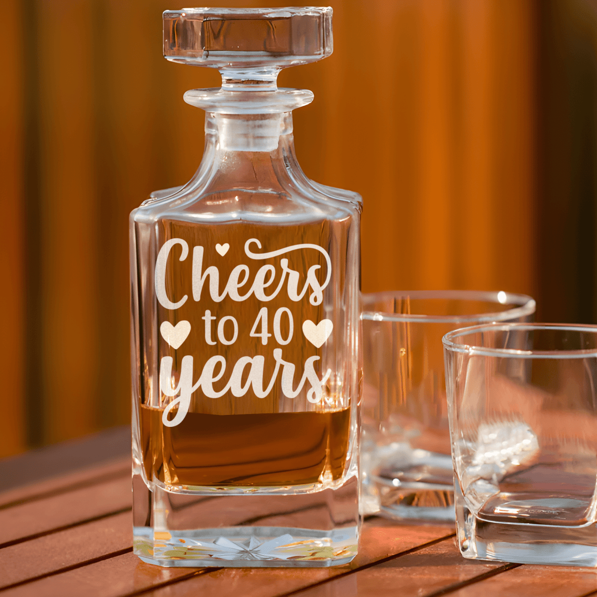 Birthday Whiskey Decanter With Cheers To Fourty Design