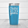 Light Blue Birthday Tumbler With Cheers To Fourty Design