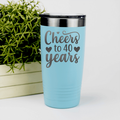 Teal Birthday Tumbler With Cheers To Fourty Design