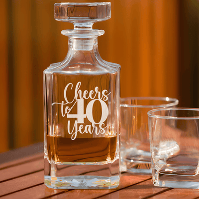 Birthday Whiskey Decanter With Cheers To Fourty Years Design