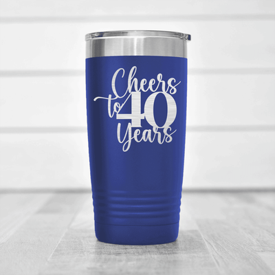 Blue Birthday Tumbler With Cheers To Fourty Years Design