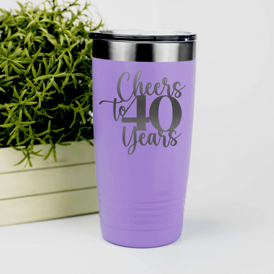 Light Purple Birthday Tumbler With Cheers To Fourty Years Design